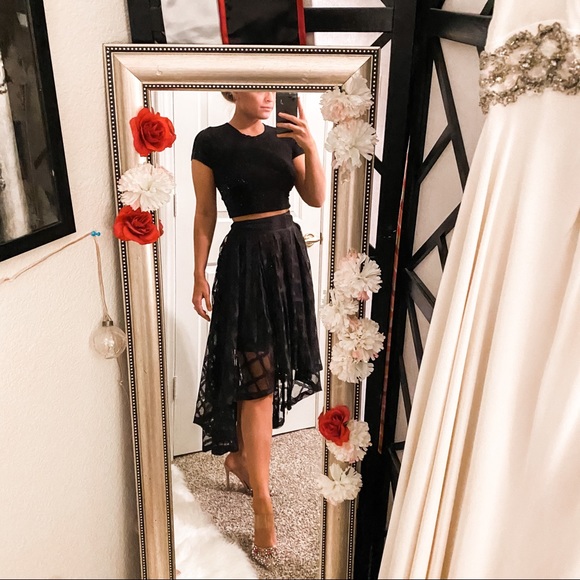 Ina Dresses & Skirts - Parisian high low black midi skirt